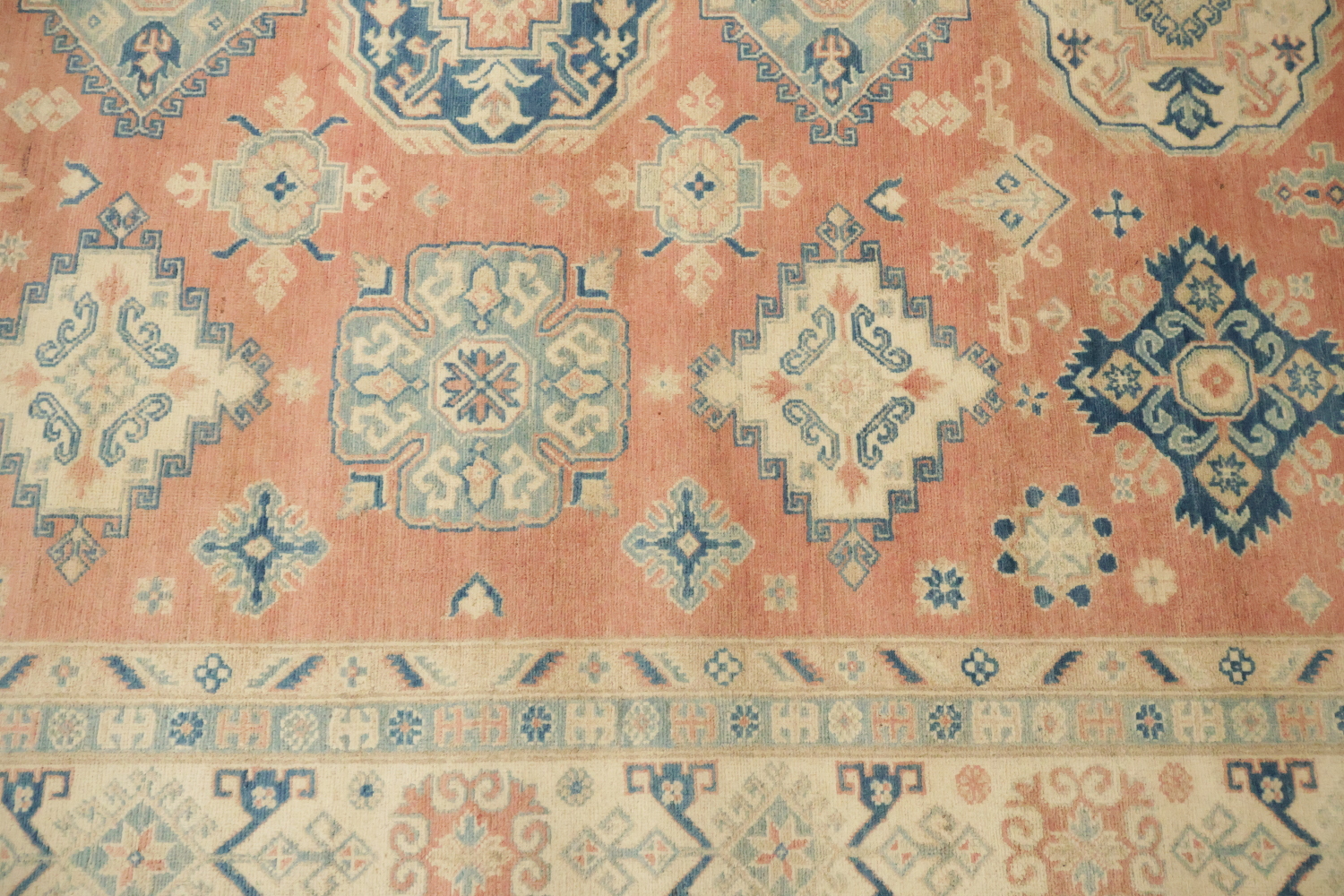 Classic Coral-Salmon Kazak Pastel-Rich Rug 8x10