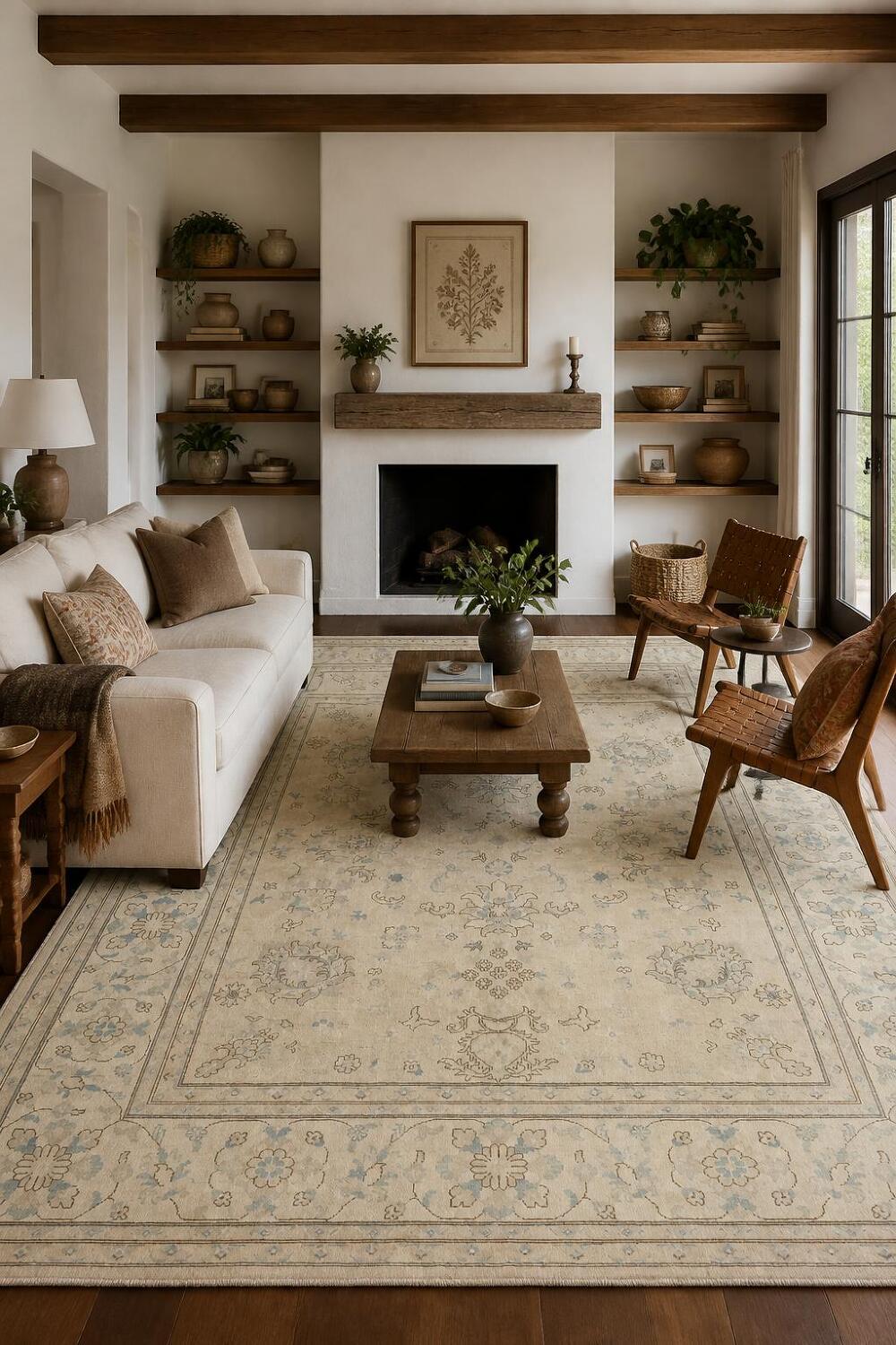 Elegant Kazak Persian-Style Hand-Knotted Rug in Soft Earthy Tones 8x10