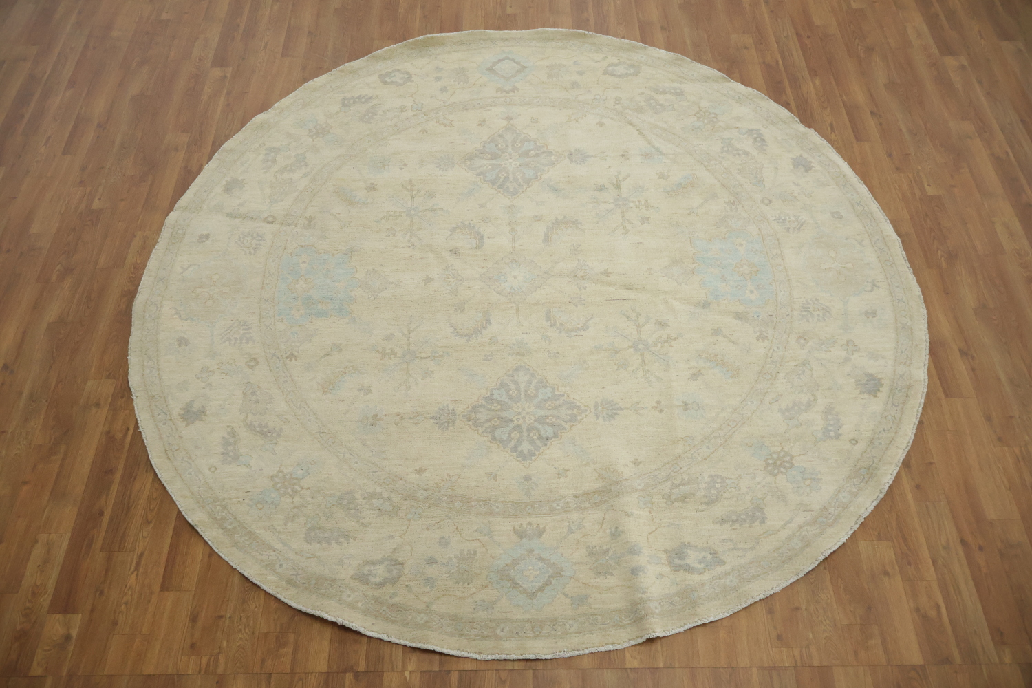 Round Geometric Wool Traditional Oushak Area Rug 7x9