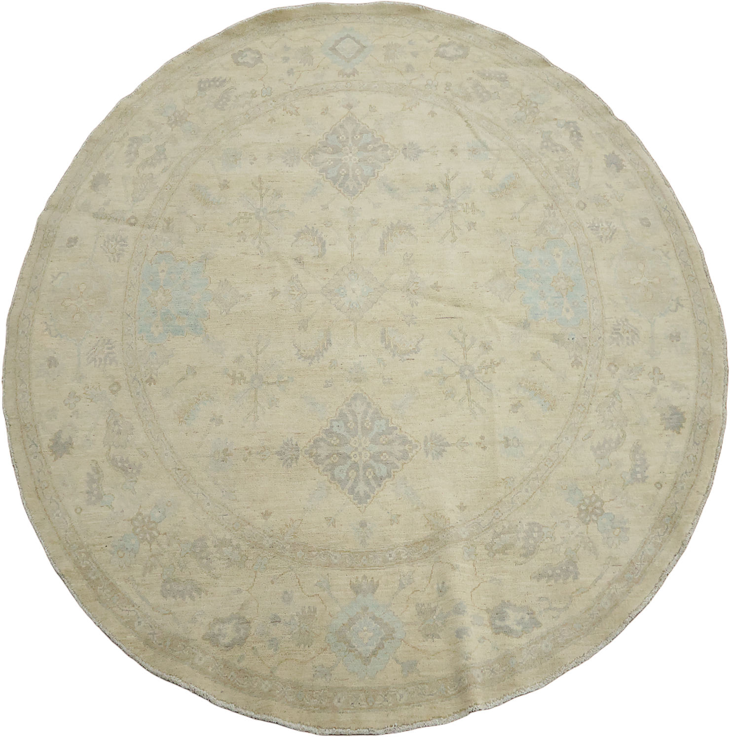 Round Geometric Wool Traditional Oushak Area Rug 7x9