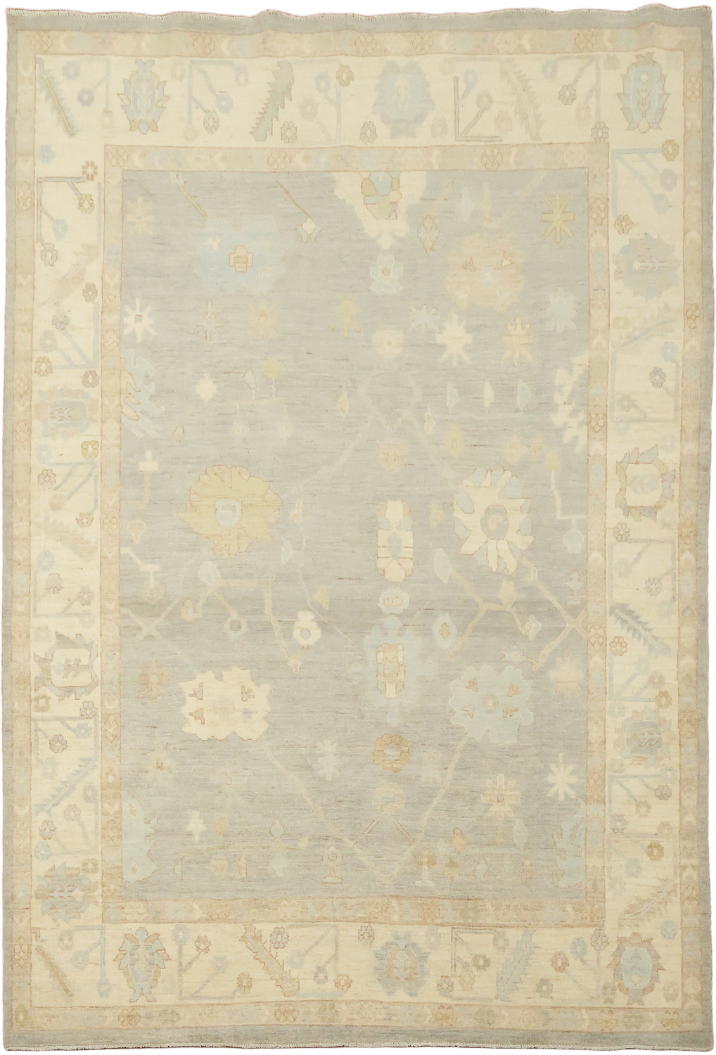 Muted Wool Vegetable Dye Traditional Oushak Area Rug 6x9