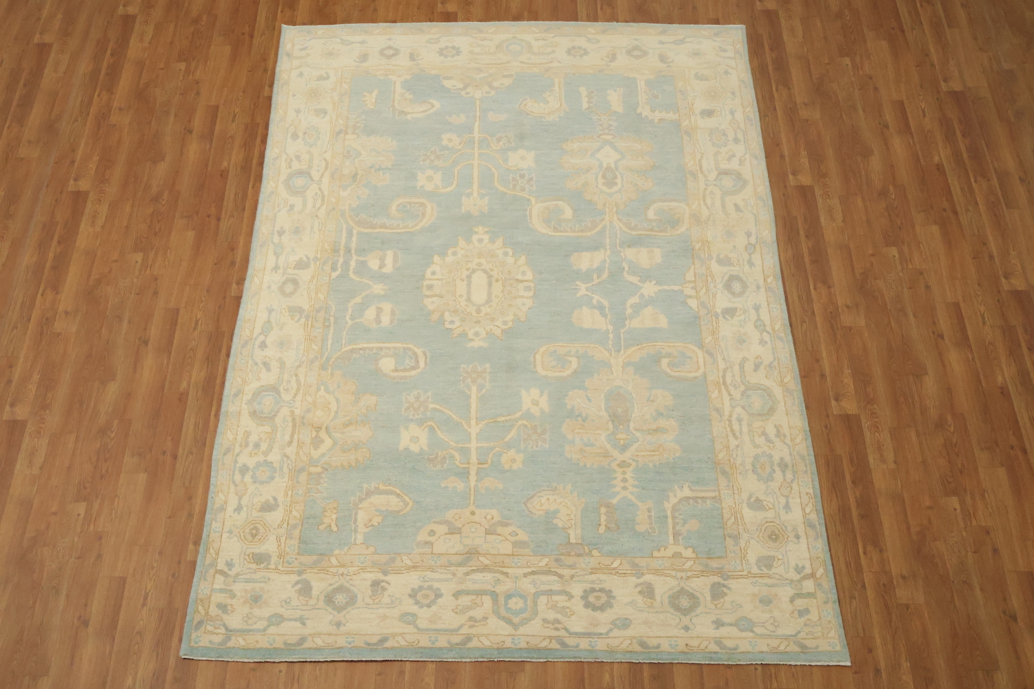 Traditional Oushak Wool Blue Area Rug 6x9