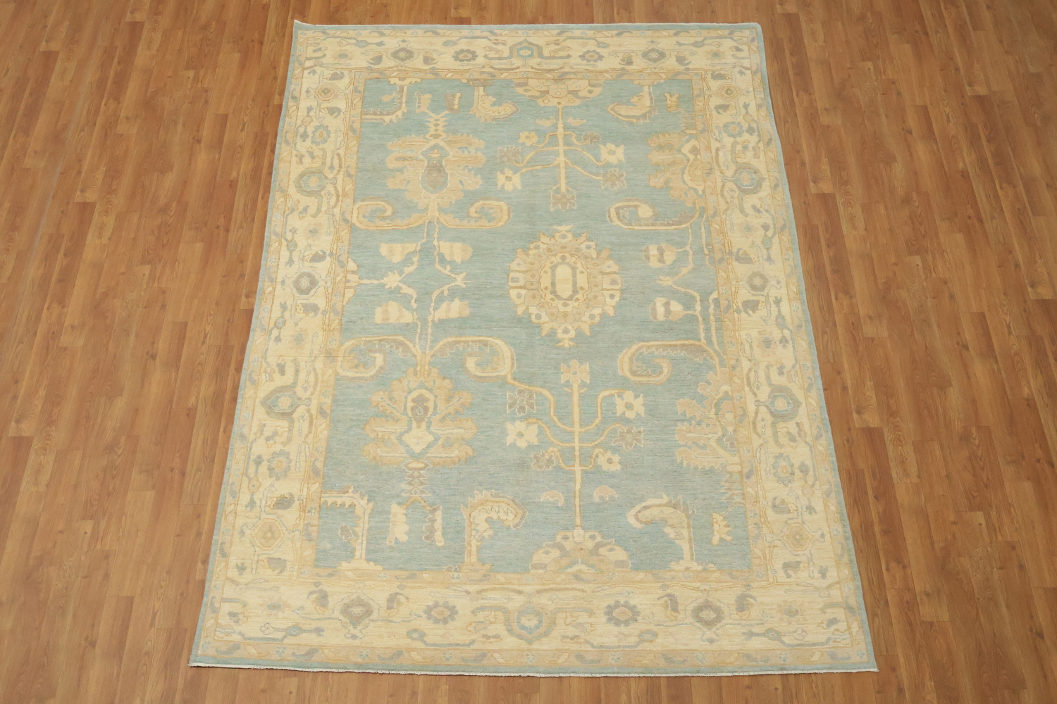 Traditional Oushak Wool Blue Area Rug 6x9