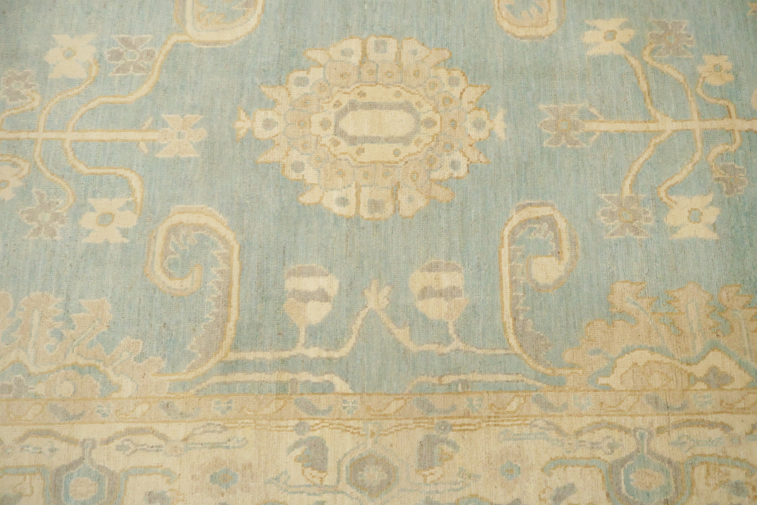 Traditional Oushak Wool Blue Area Rug 6x9