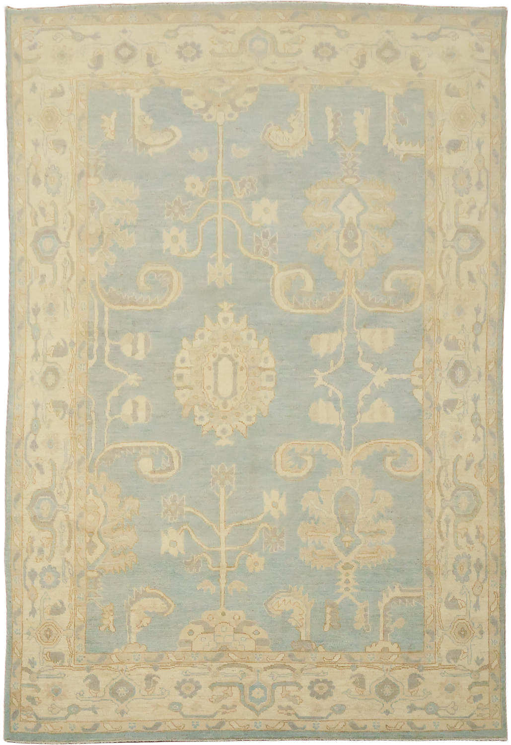 Traditional Oushak Wool Blue Area Rug 6x9