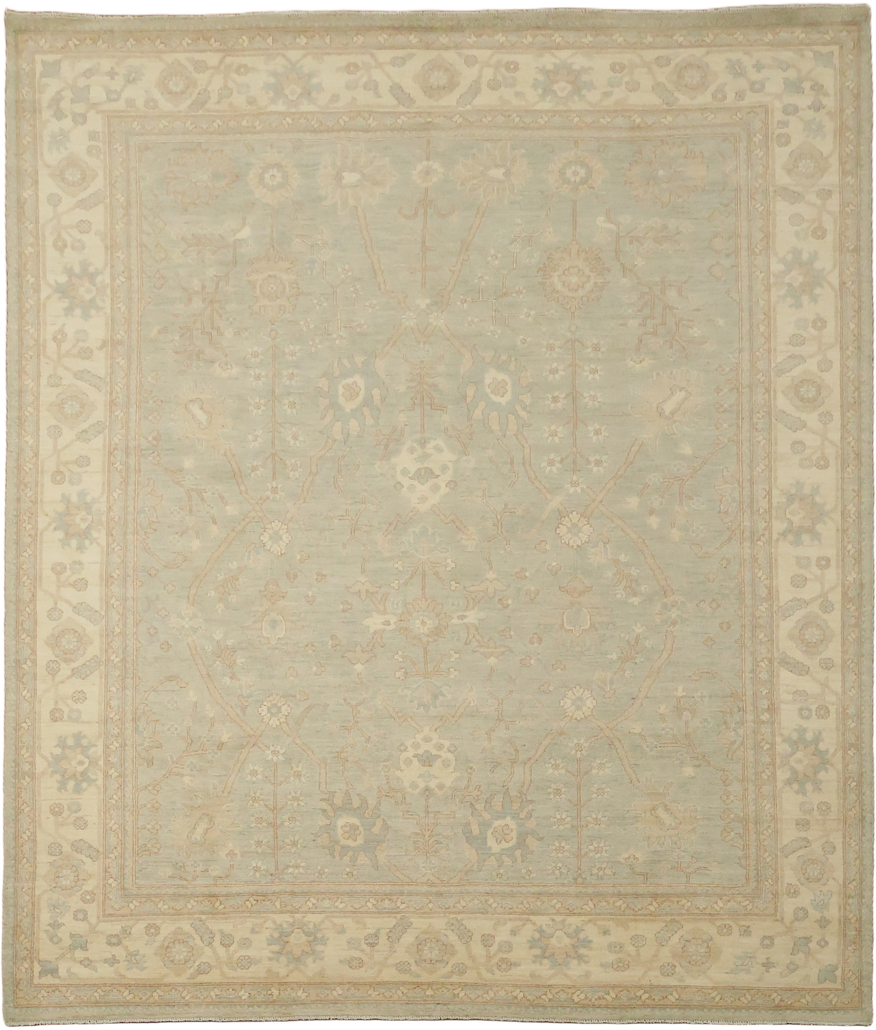 Muted Vegetable Dye Wool Traditional Oushak Area Rug 8x10