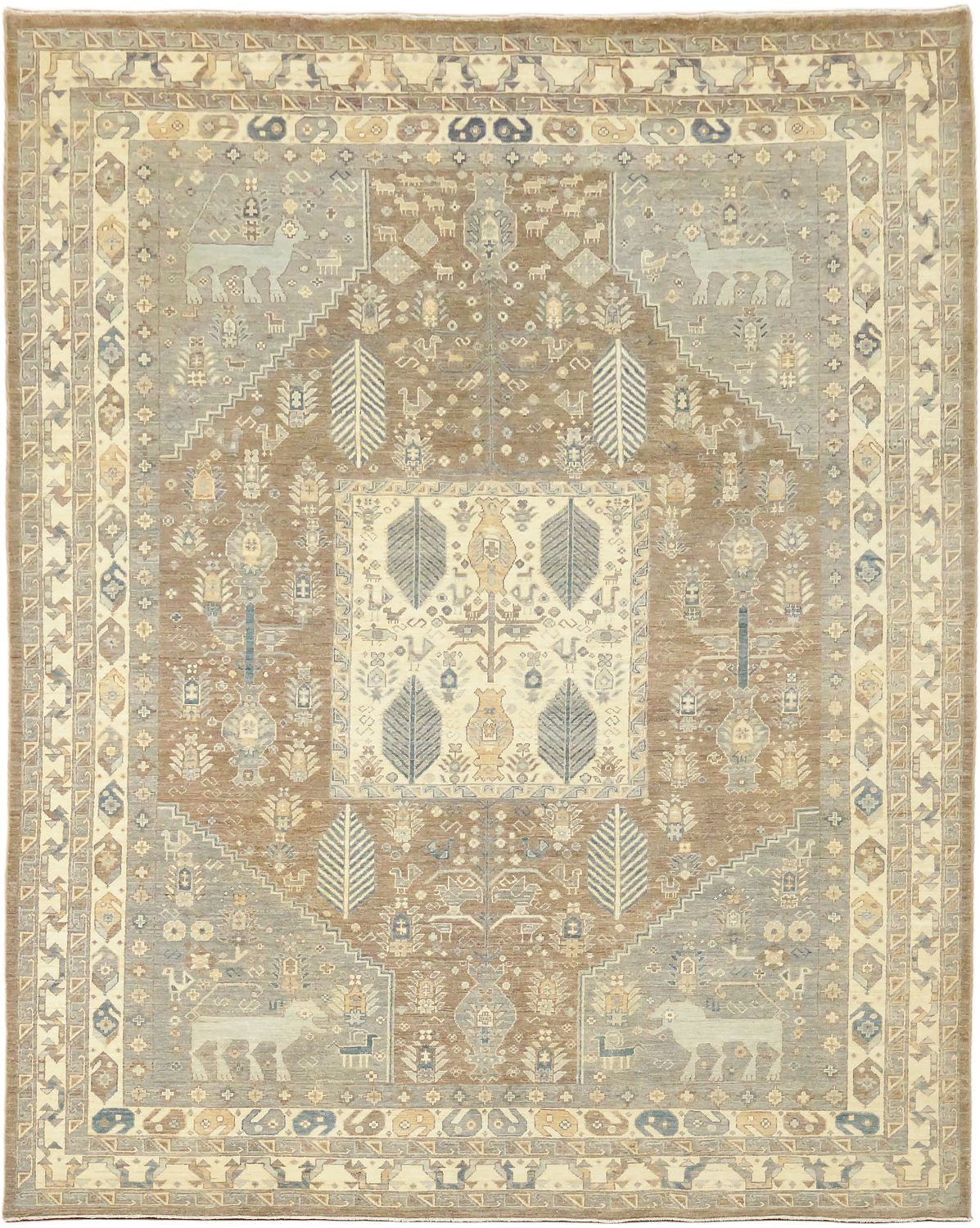 Animal Pictorial Wool Traditional Oushak Area Rug 8x10