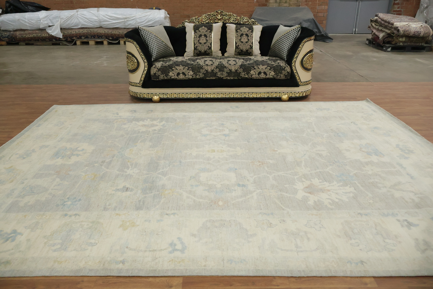 Turkish Vegetable Dye Wool Traditional Oushak Large Rug 10x14