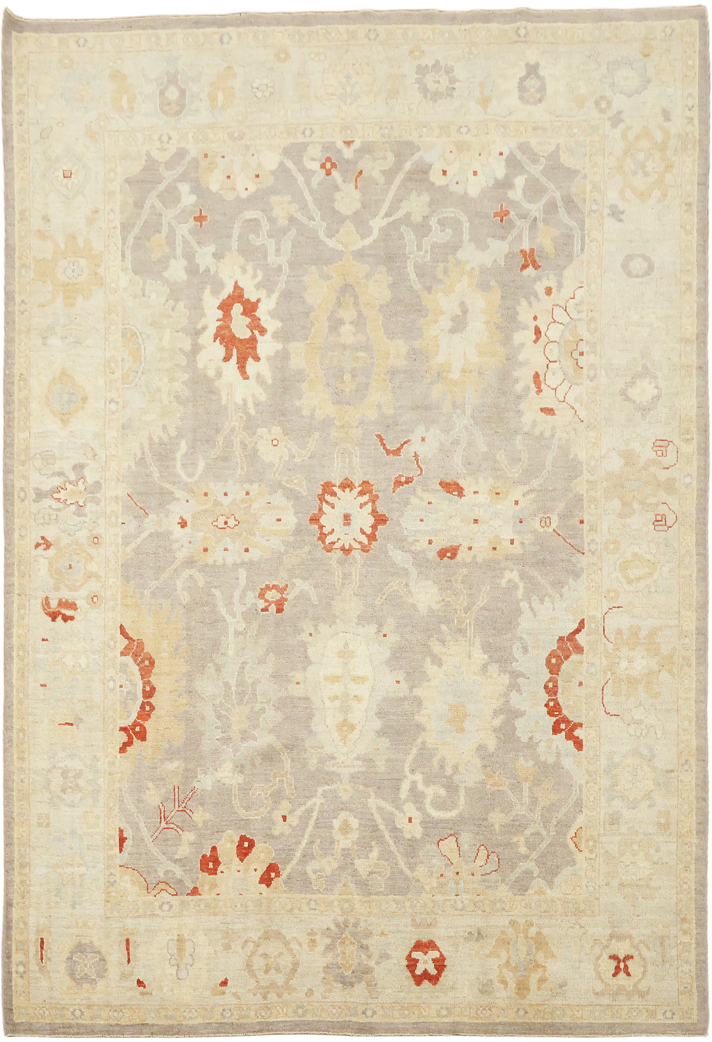 Turkish Vegetable Dye Wool Traditional Oushak Area Rug 7x10