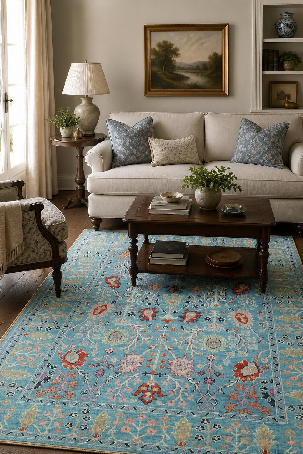 Traditional Oushak Wool Area Rug 6x9