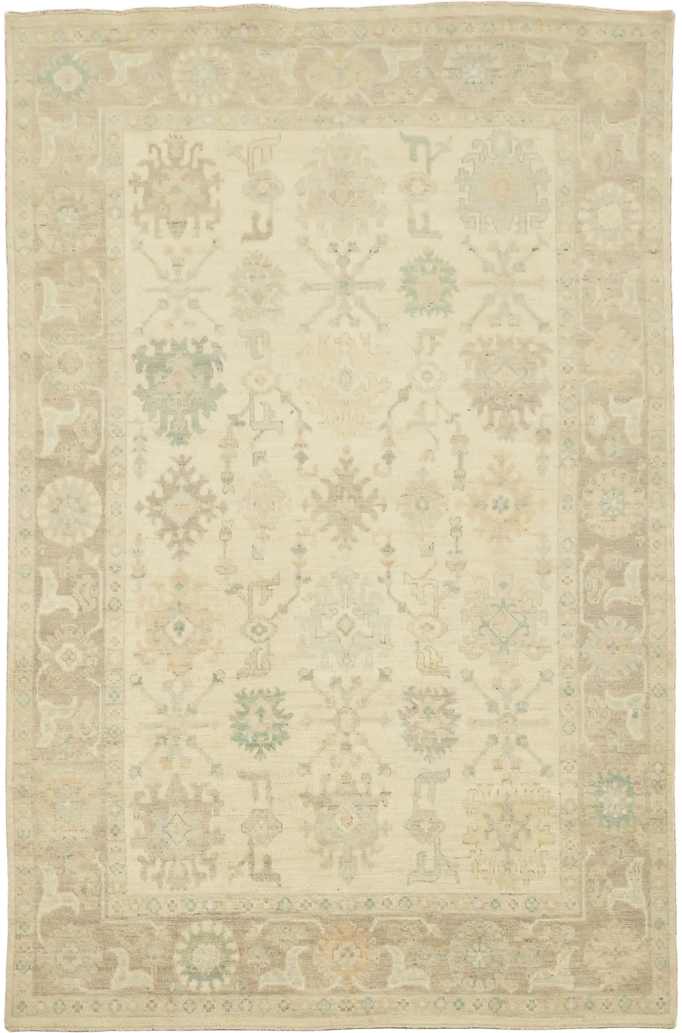 Geometric Wool Traditional Oushak Area Rug 6x9