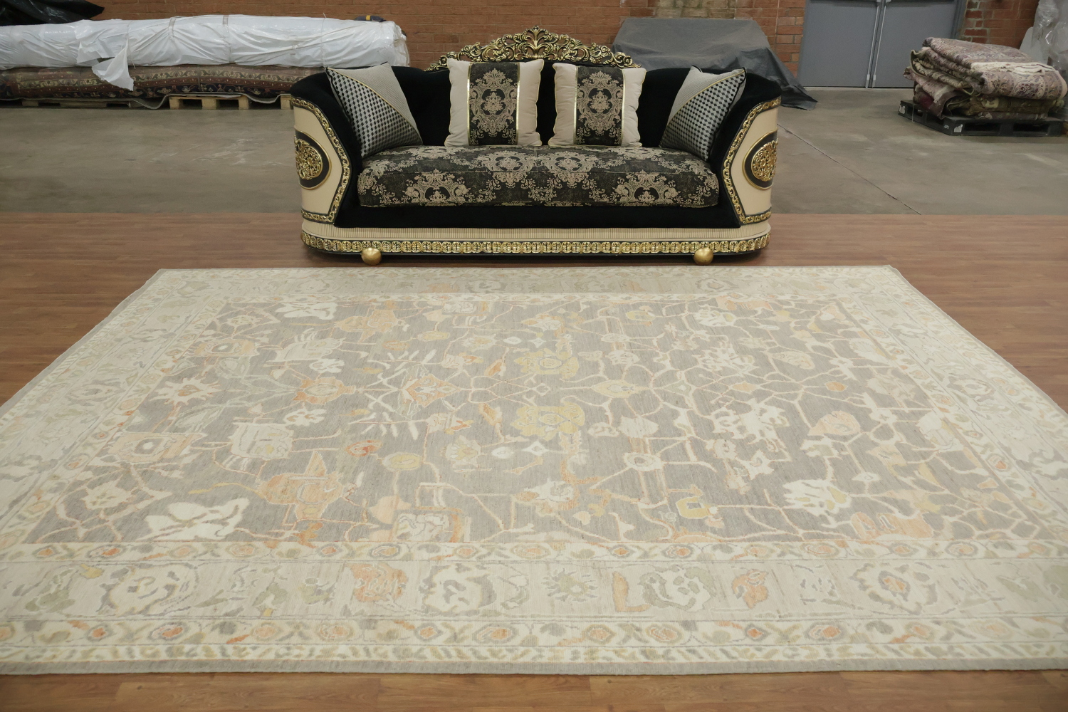 Geometric Traditional Oushak Area Wool Rug 9x12