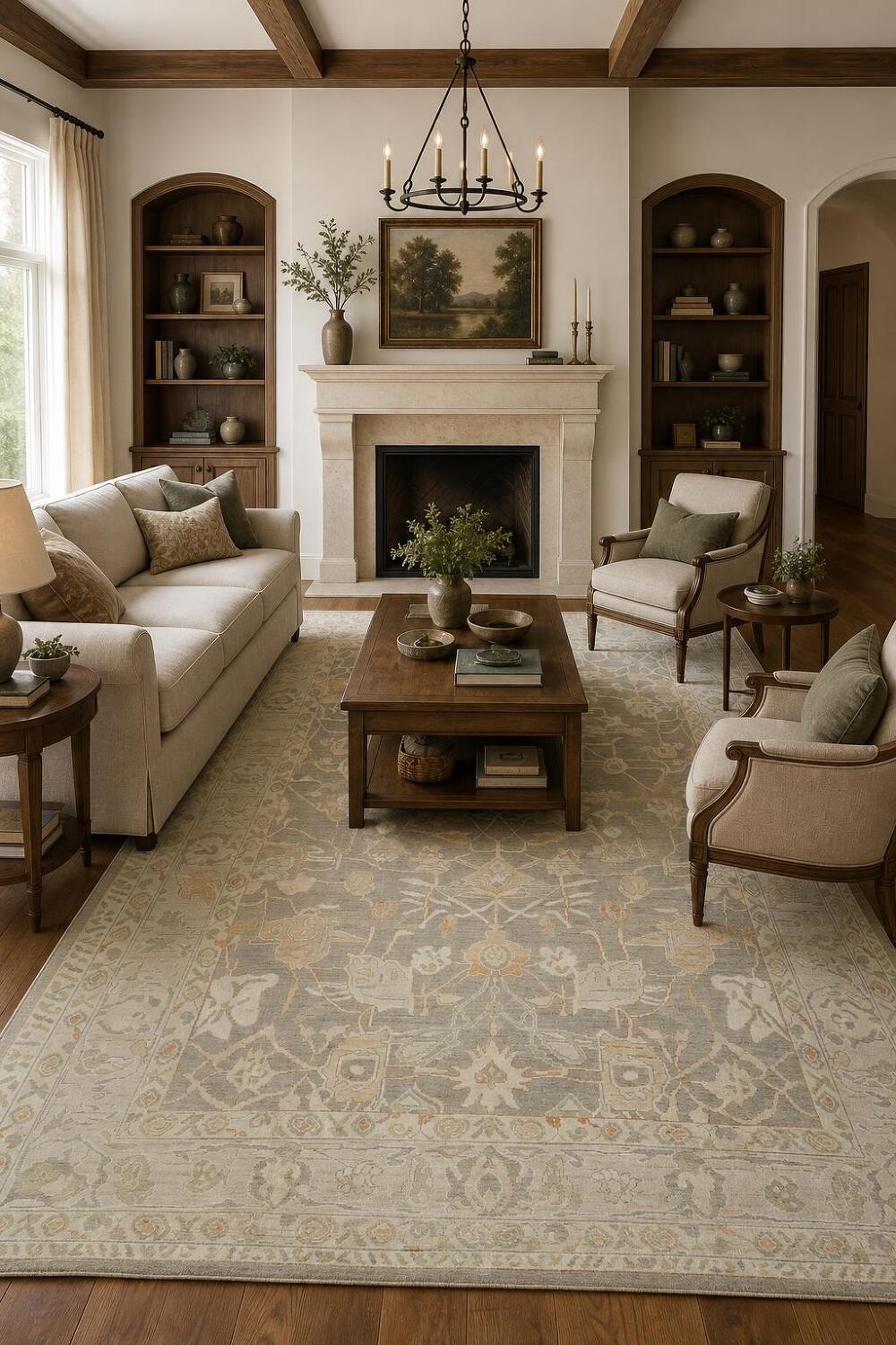 Geometric Traditional Oushak Area Wool Rug 9x12