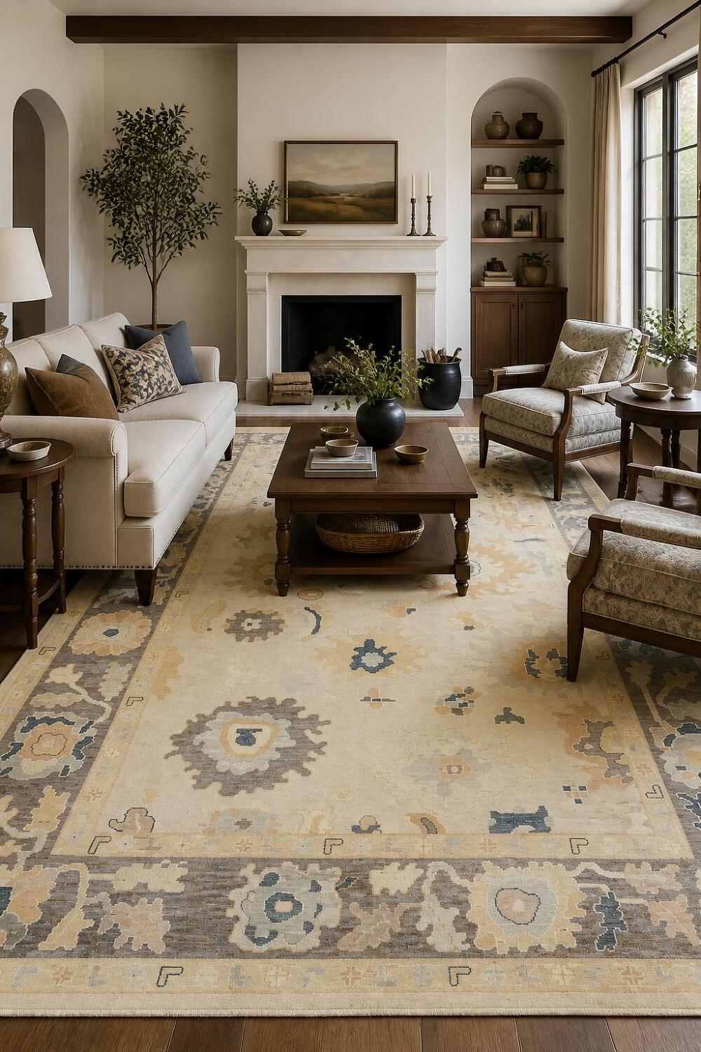 Vegetable Dye Turkish Wool Traditional Oushak Area Rug 8x10