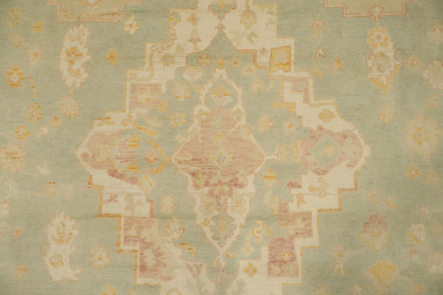 Green Muted Floral Wool Traditional Oushak Area Rug 8x10