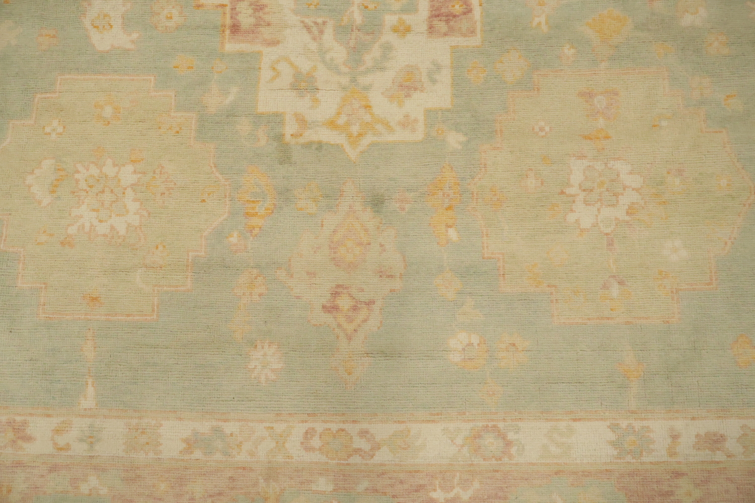 Green Muted Floral Wool Traditional Oushak Area Rug 8x10