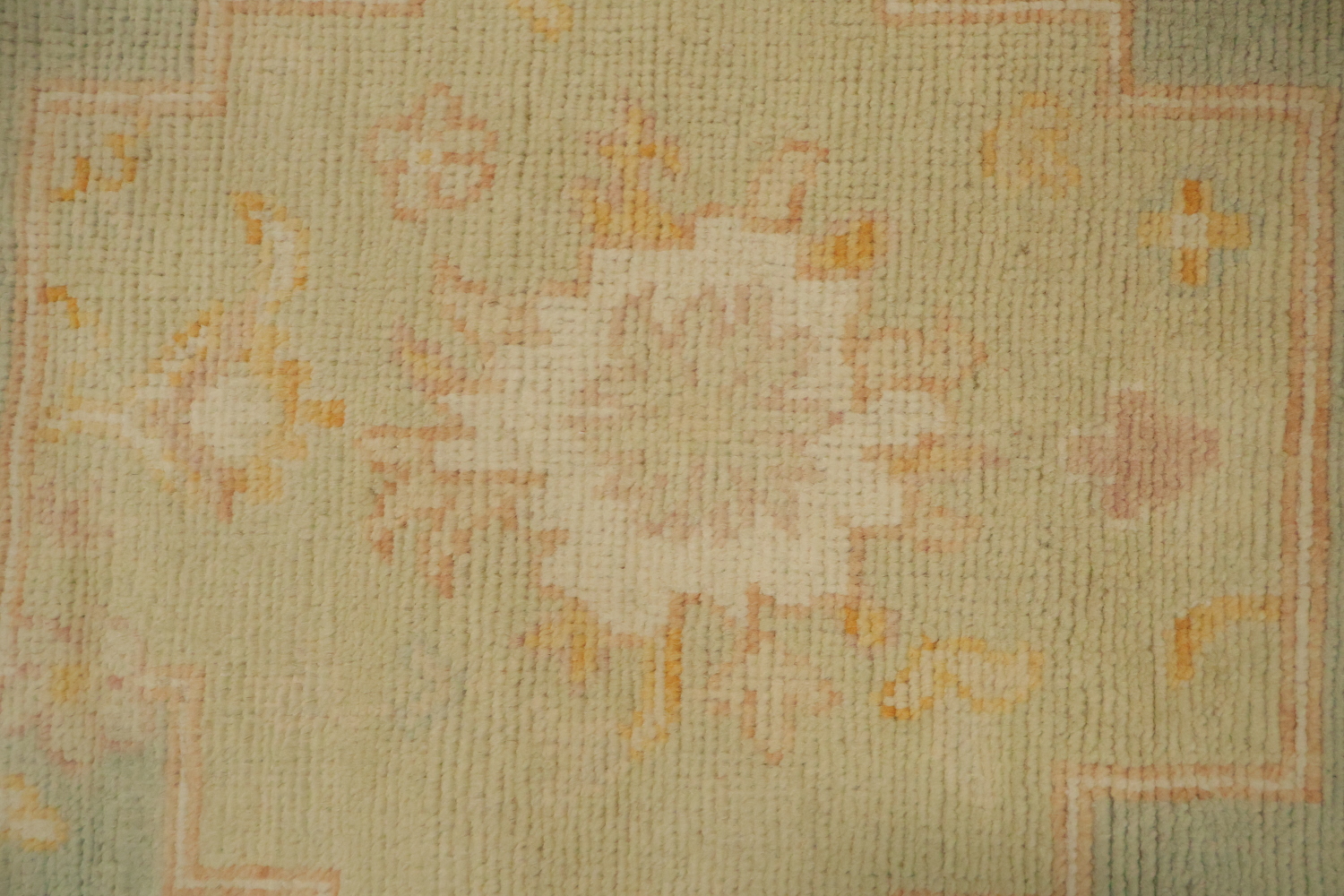 Green Muted Floral Wool Traditional Oushak Area Rug 8x10