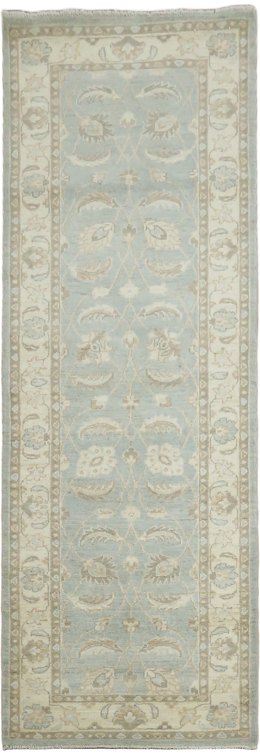 Turkish Vegetable Dye Wool Traditional Oushak Runner Rug 3x8