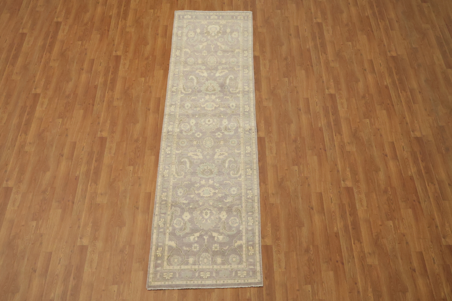 Vegetable Dye Wool Traditional Oushak Runner Rug 3x10