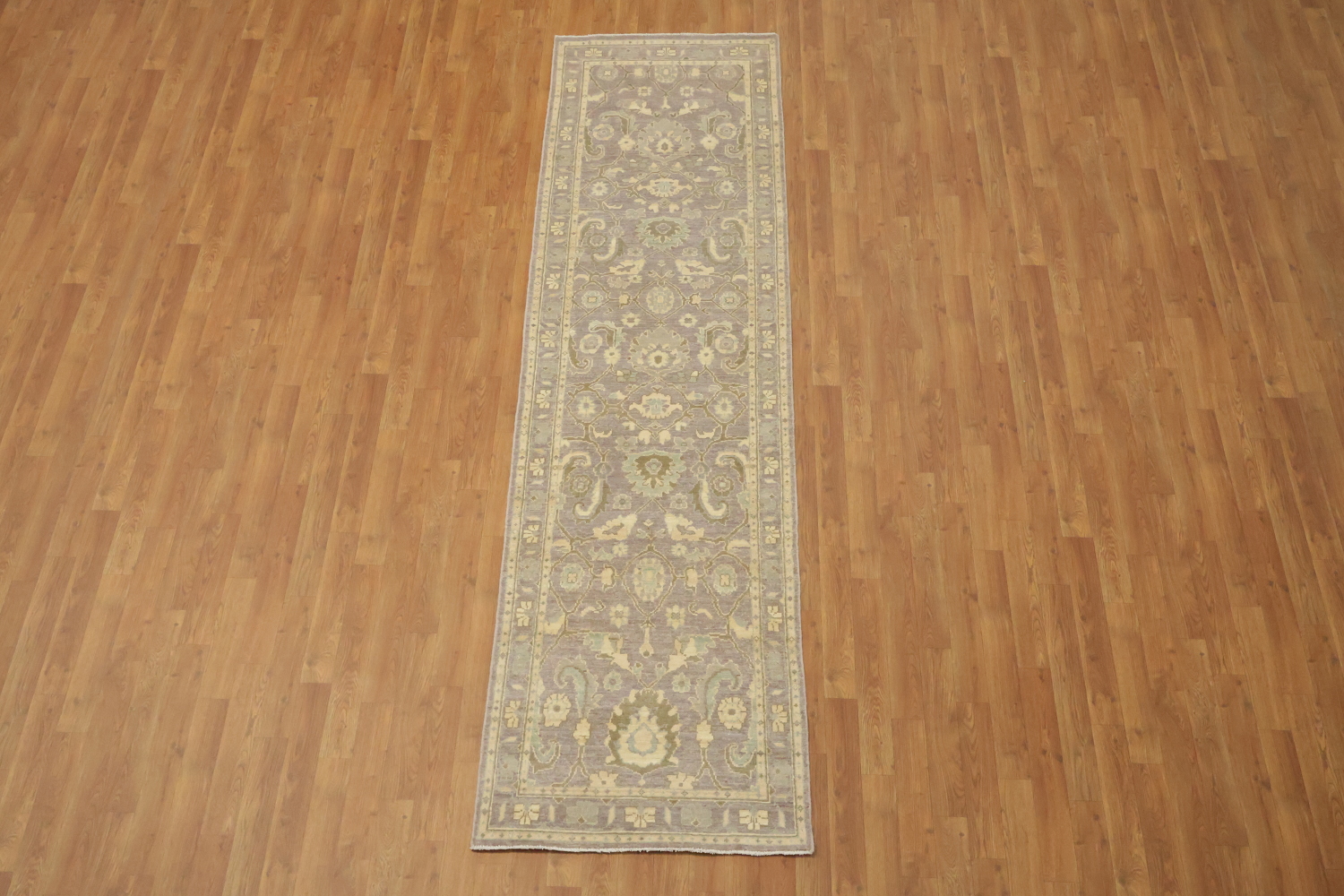 Vegetable Dye Wool Traditional Oushak Runner Rug 3x10