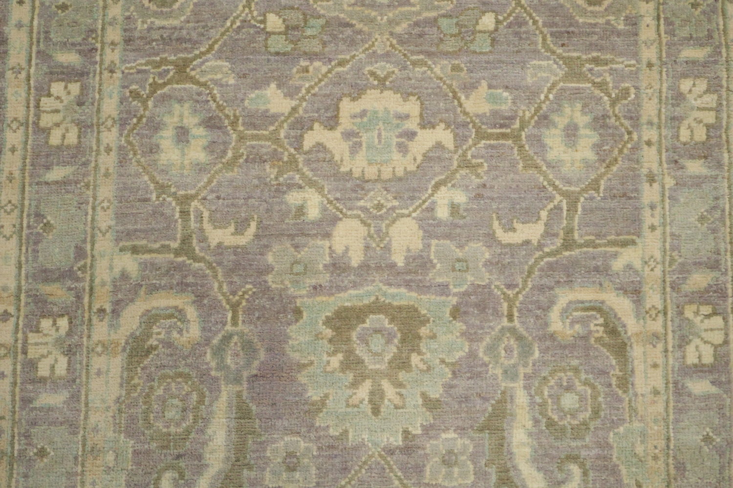 Vegetable Dye Wool Traditional Oushak Runner Rug 3x10