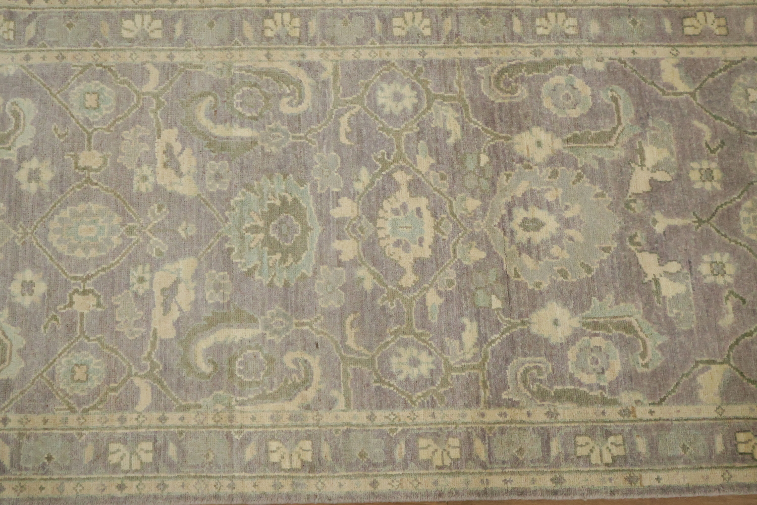 Vegetable Dye Wool Traditional Oushak Runner Rug 3x10