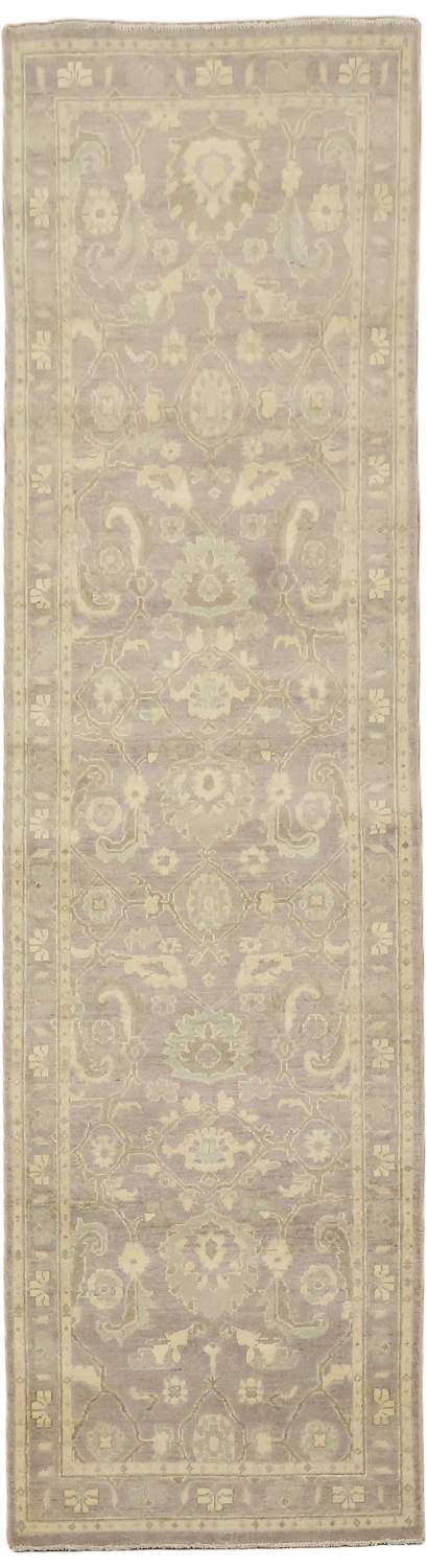 Vegetable Dye Wool Traditional Oushak Runner Rug 3x10