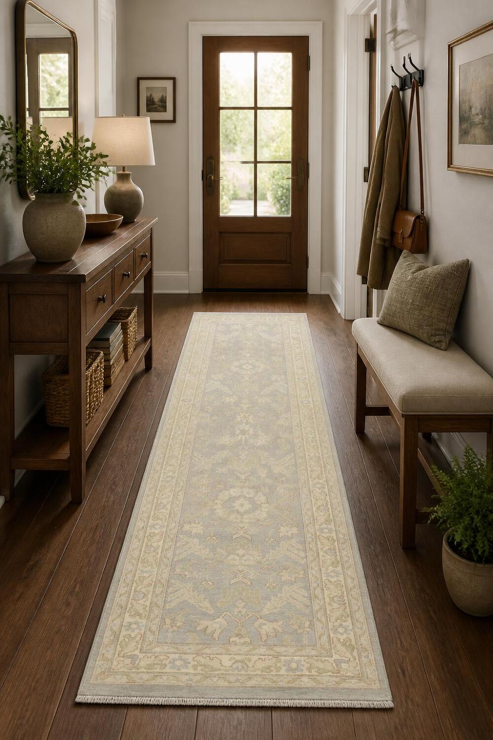 Traditional Wool Turkish Oushak Runner Rug 3x7