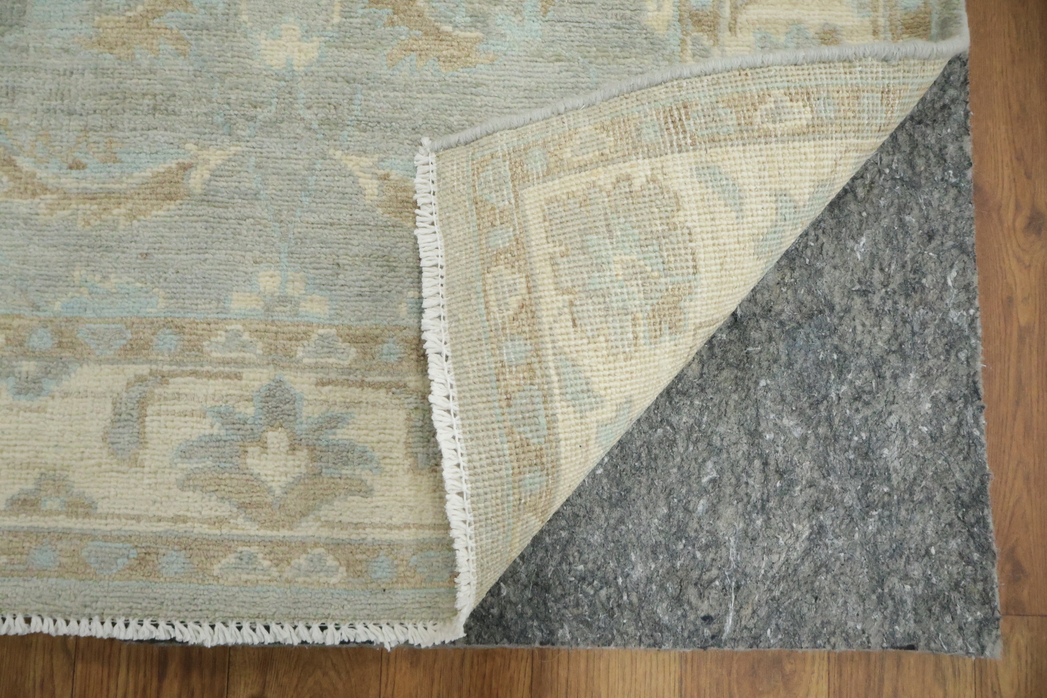 Blue Floral Wool Traditional Turkish Oushak Runner Rug 3x8
