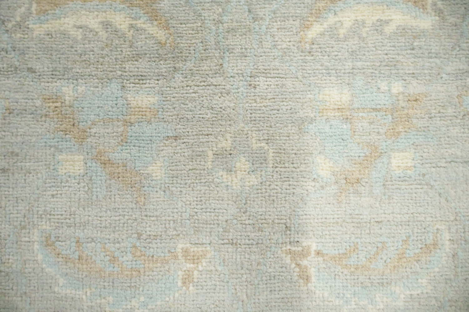 Blue Floral Wool Traditional Turkish Oushak Runner Rug 3x8