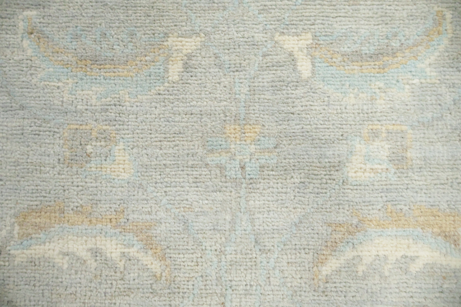 Blue Floral Wool Traditional Turkish Oushak Runner Rug 3x8