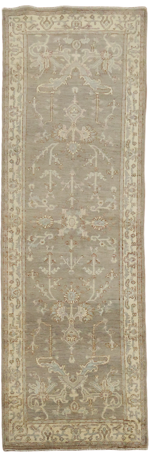 Turkish Wool Traditional Oushak Runner Rug 3x8
