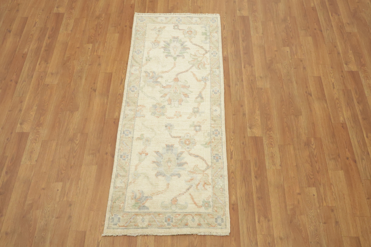 Traditional Oushak All Over Floral Wool Runner Rug 2x5