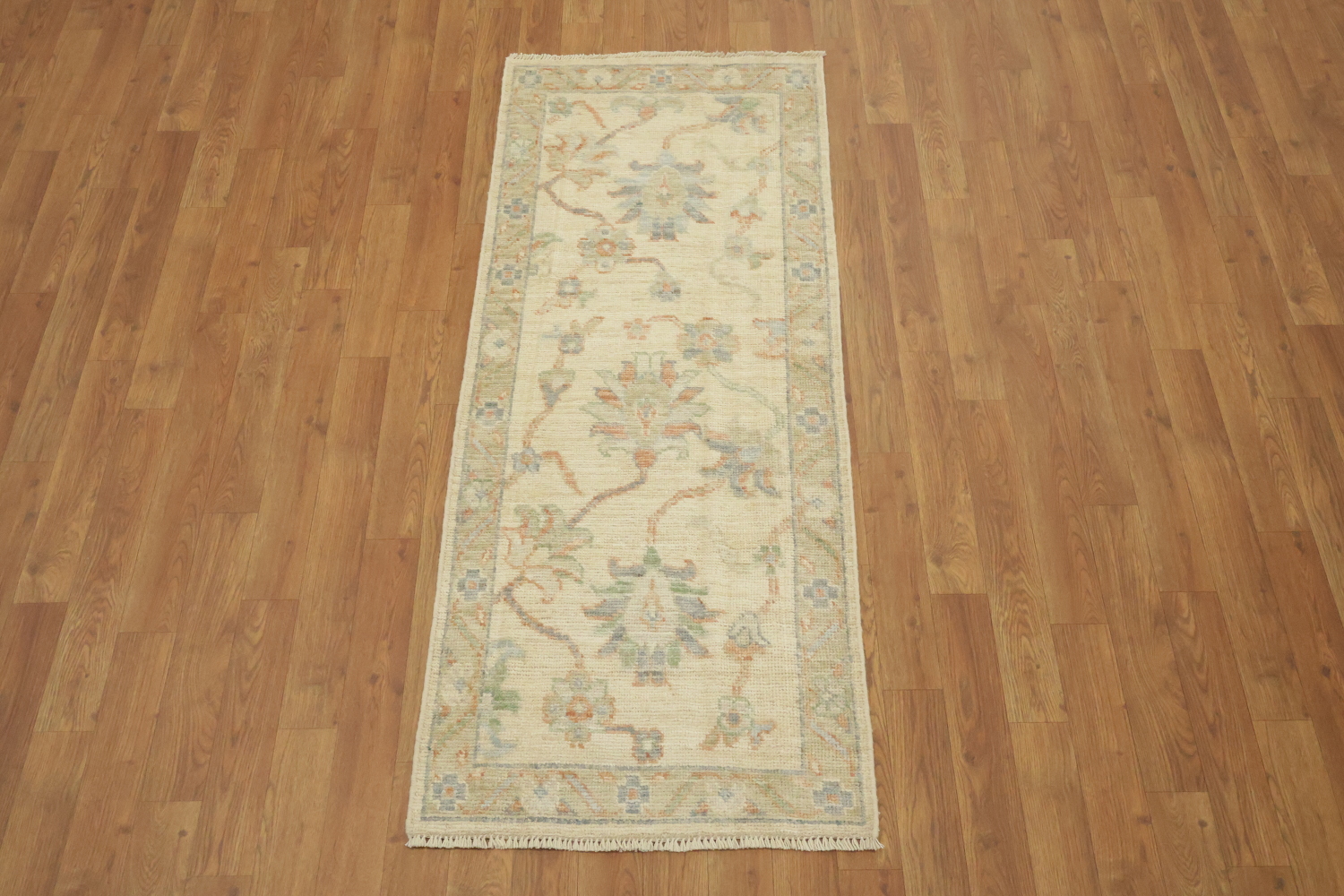 Traditional Oushak All Over Floral Wool Runner Rug 2x5