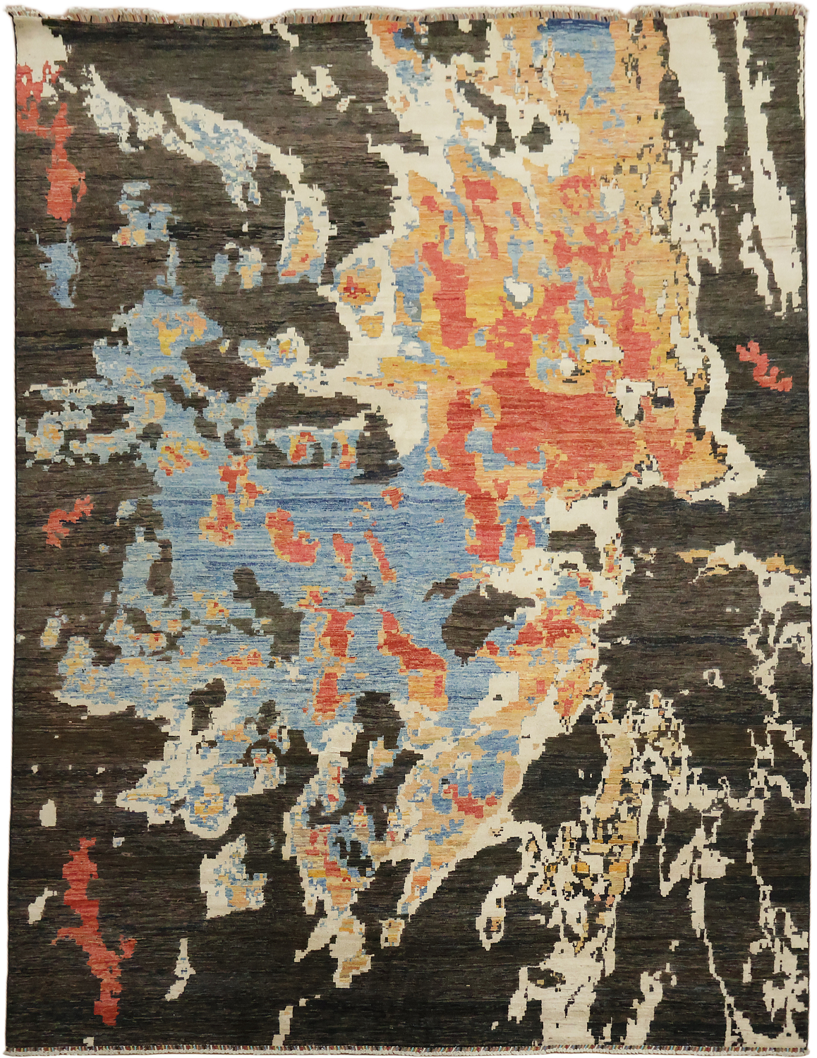 Abstract Expression Interior Rug with Earthy Tones and Textured Style 10x13