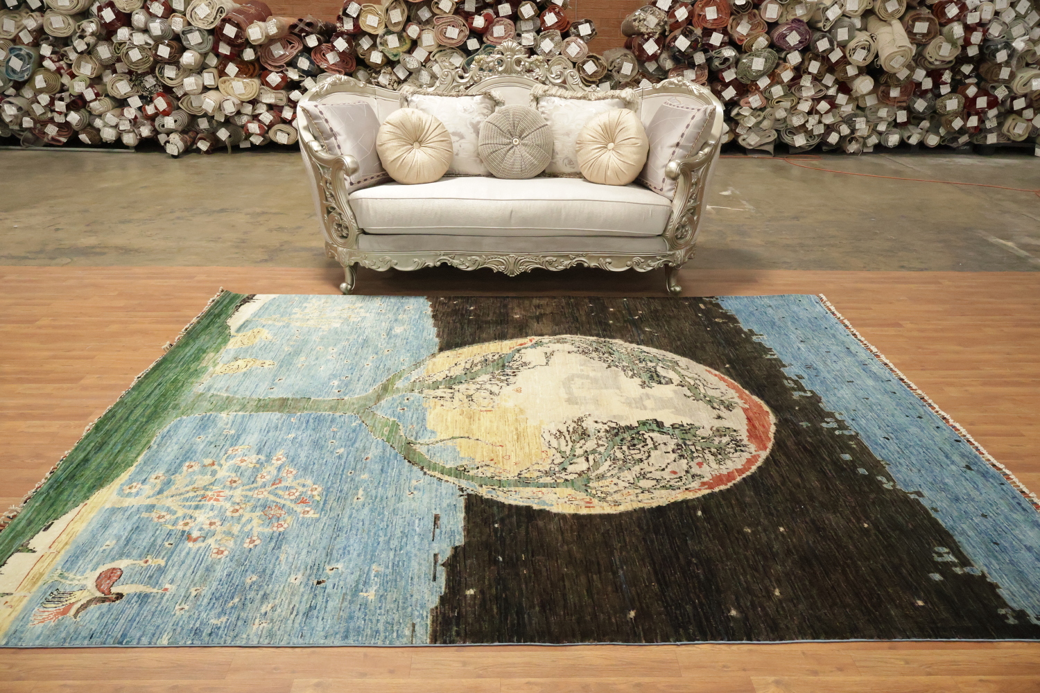 Mystical Globe and Nature Motif Rug for Modern Homes 8x10
