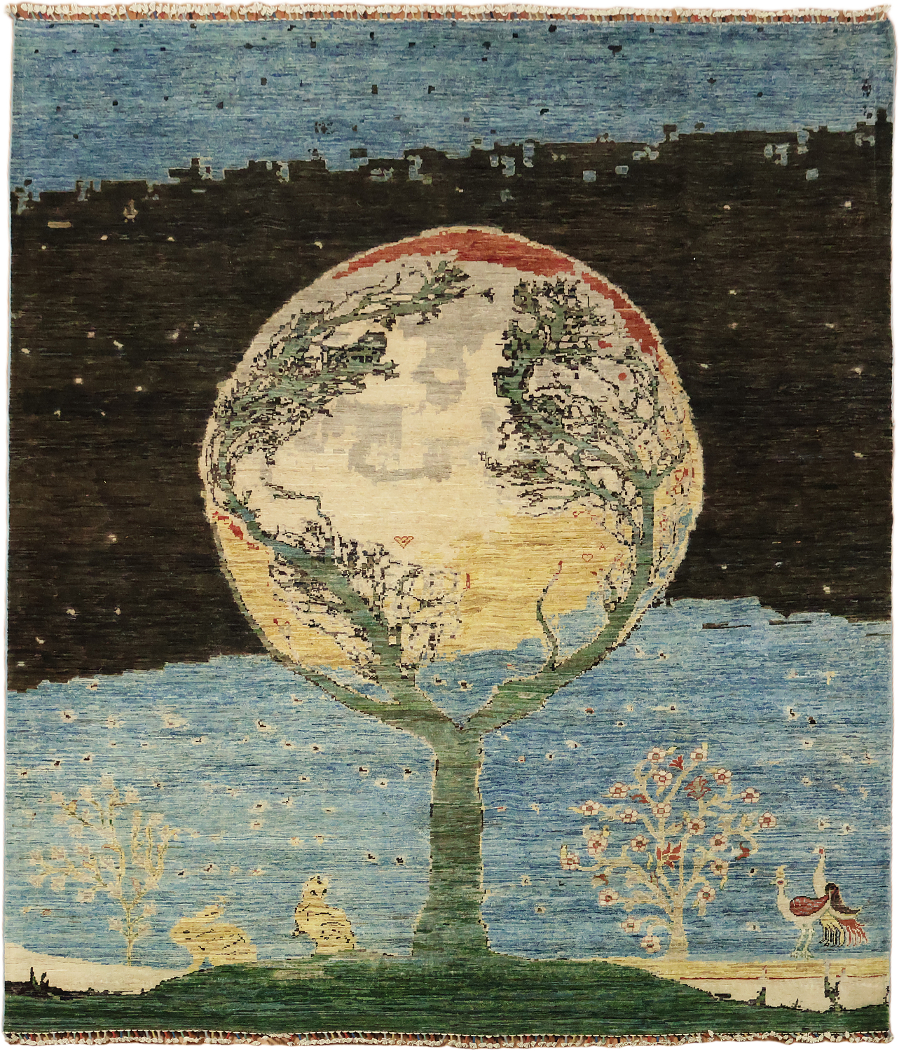 Mystical Globe and Nature Motif Rug for Modern Homes 8x10