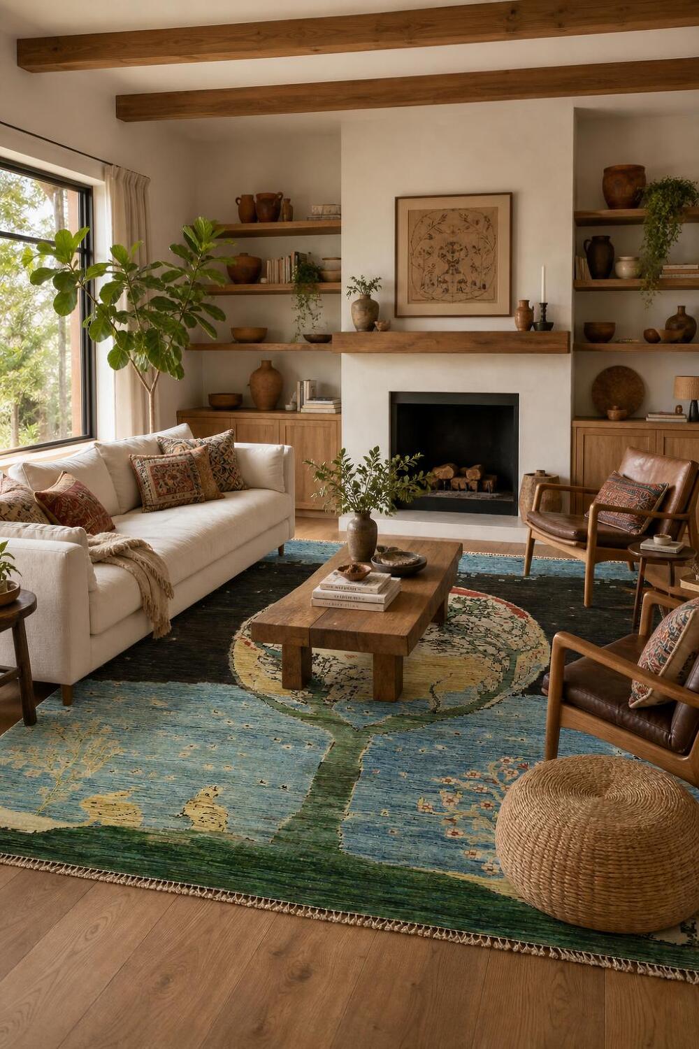 Mystical Globe and Nature Motif Rug for Modern Homes 8x10