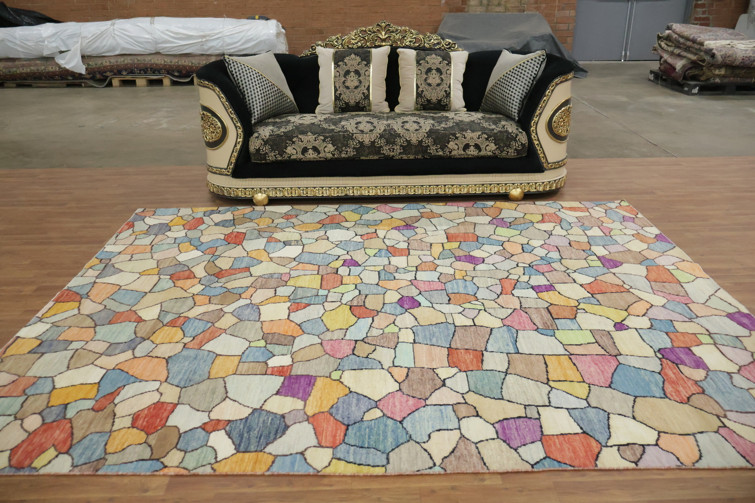 Colorful Mosaic Pattern Rug for a Vibrant Modern Living Space 8x10