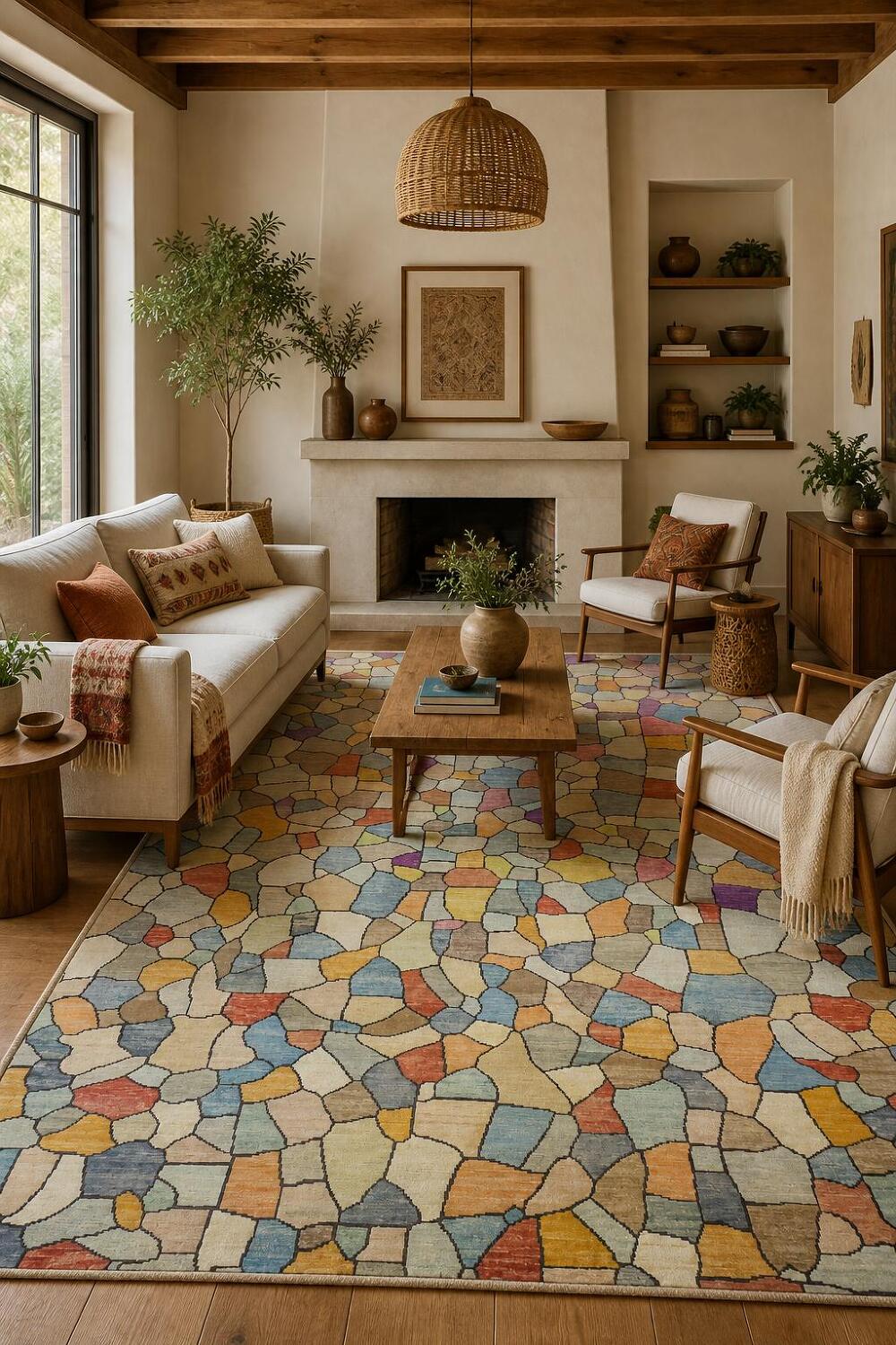 Colorful Mosaic Pattern Rug for a Vibrant Modern Living Space 8x10