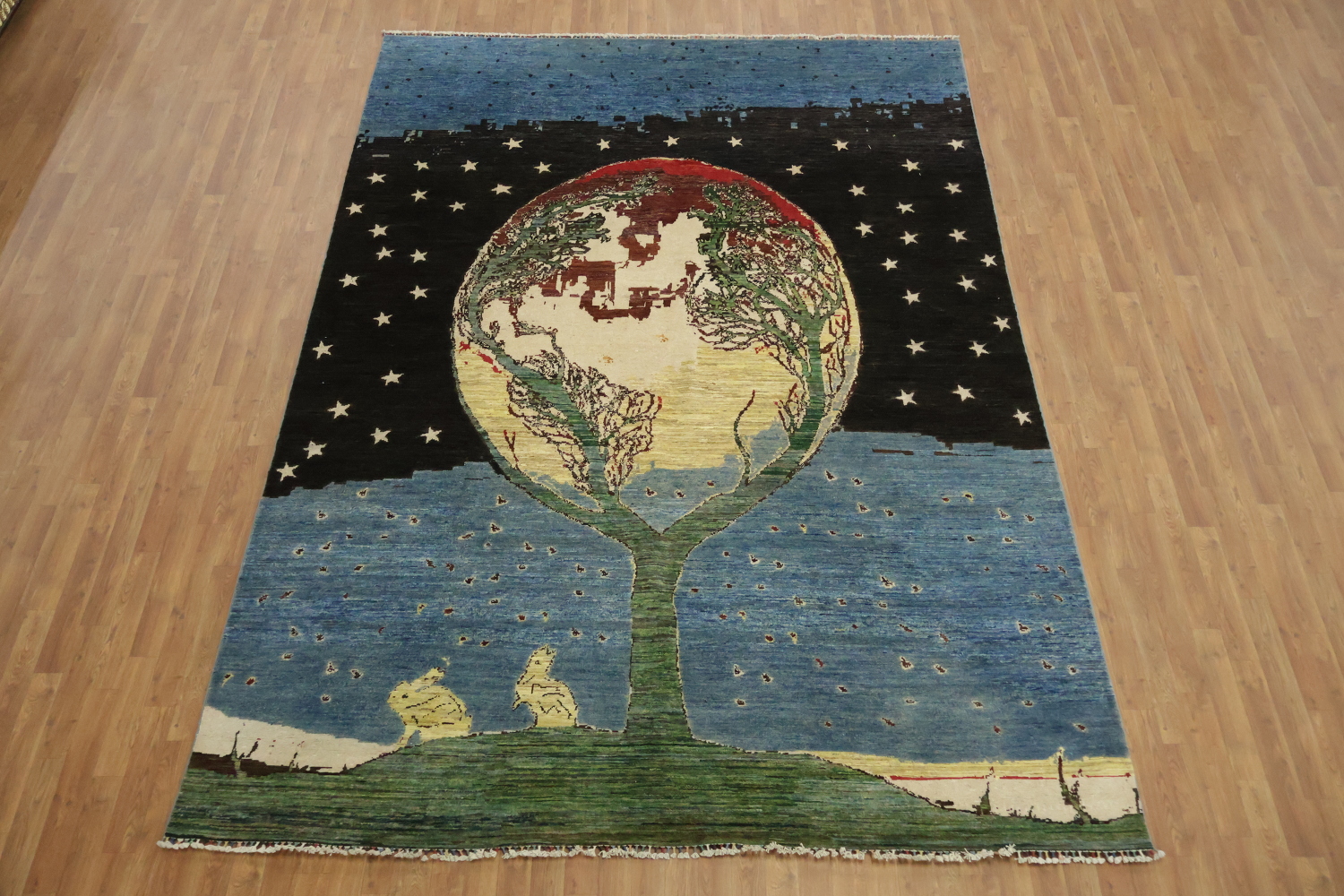 Pictorial Wool Gabbeh Oriental Area Rug 8x12
