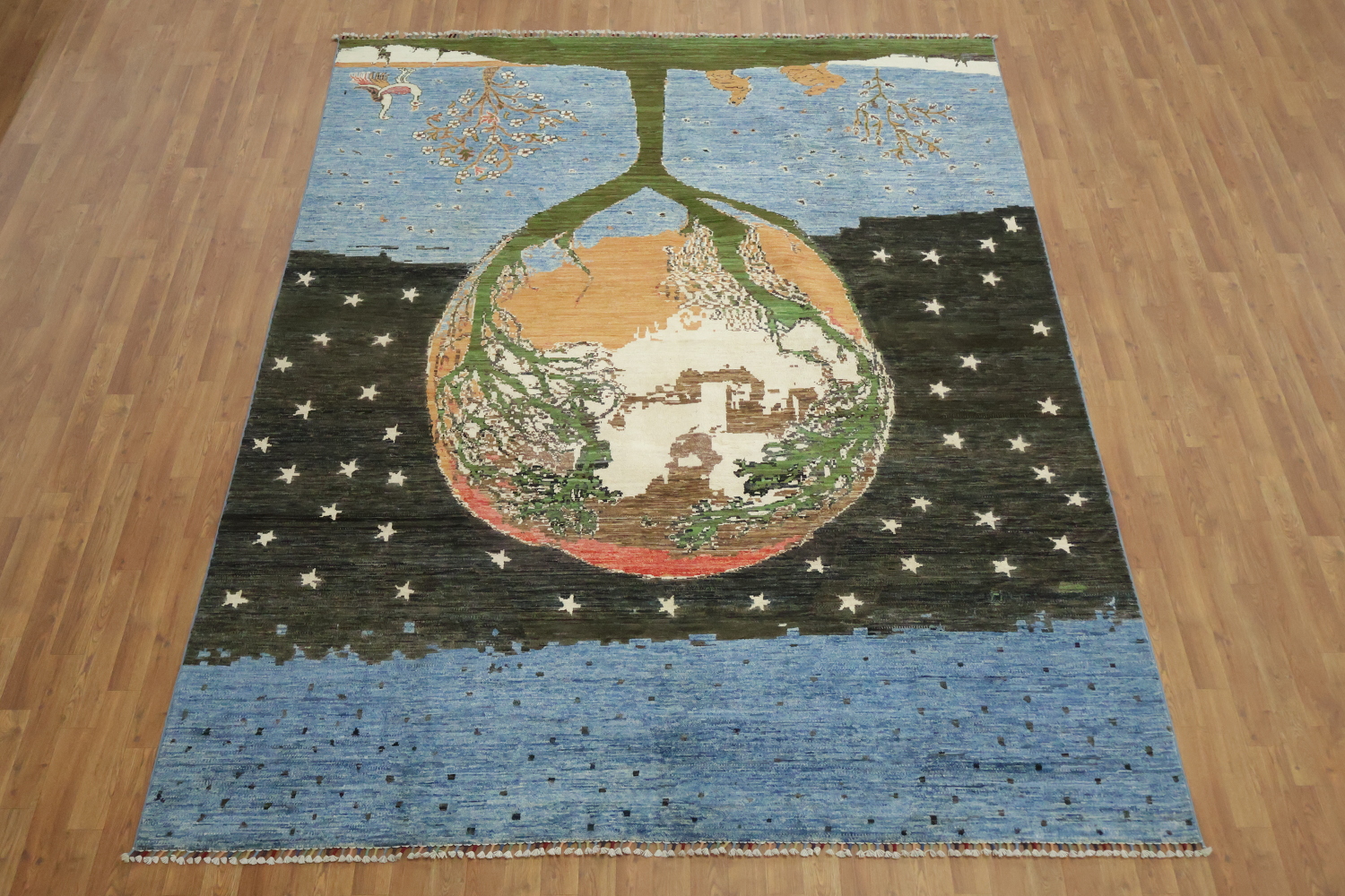 Blue Pictorial Gabbeh Oriental Wool Area Rug 8x10