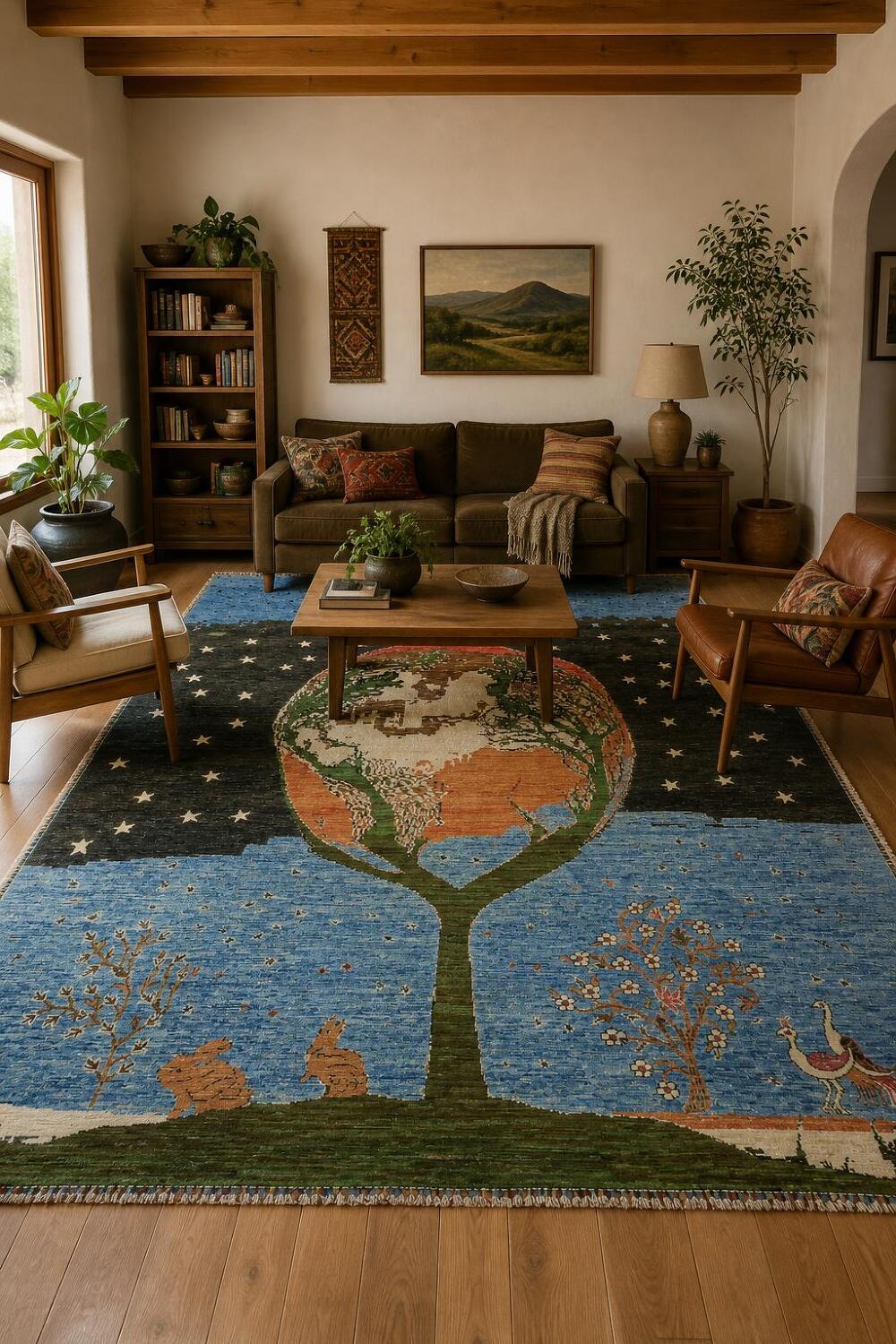 Blue Pictorial Gabbeh Oriental Wool Area Rug 8x10