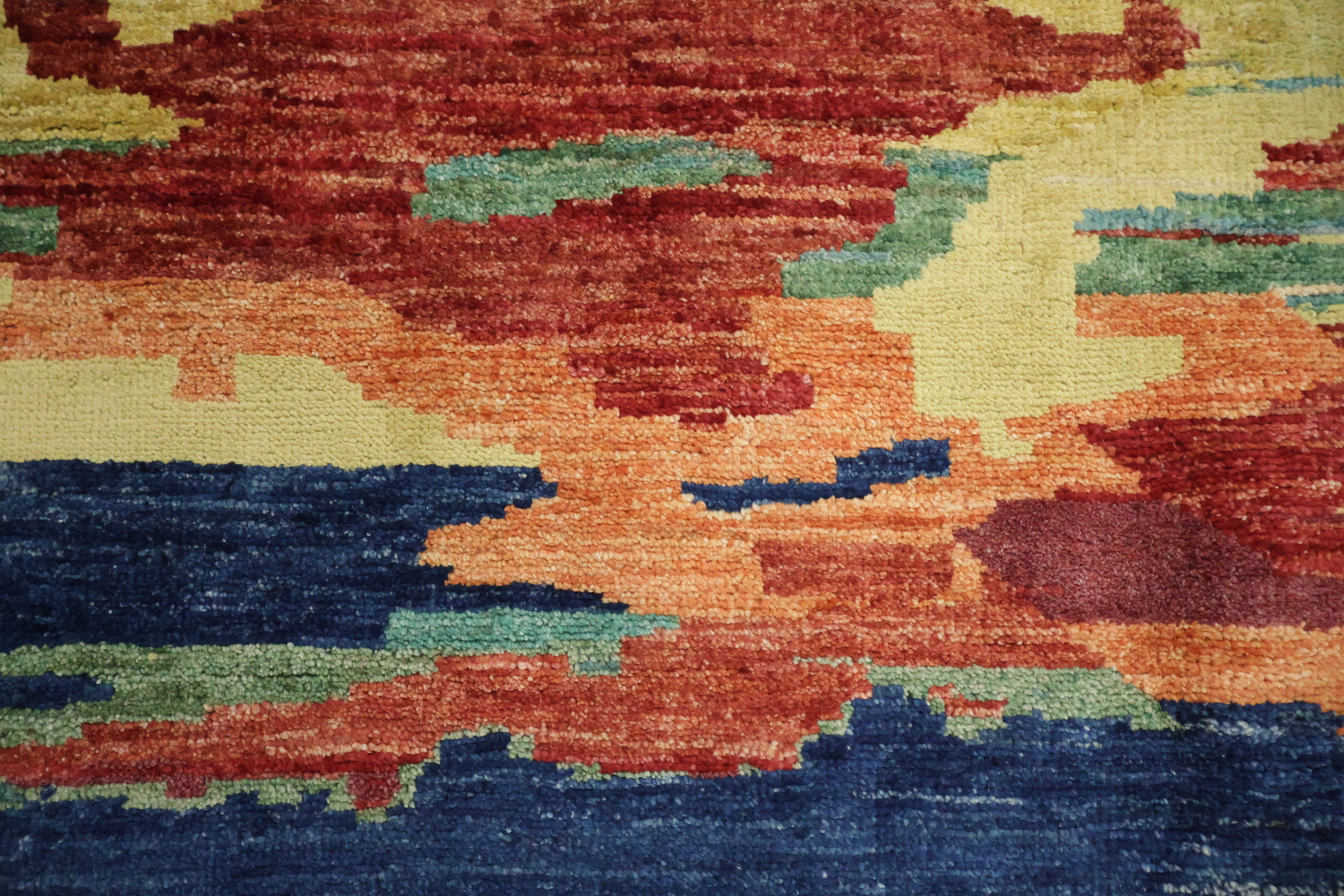 Artistic Red Canyons and Blue Skies Wool Gabbeh Area Rug Carpet 10x14