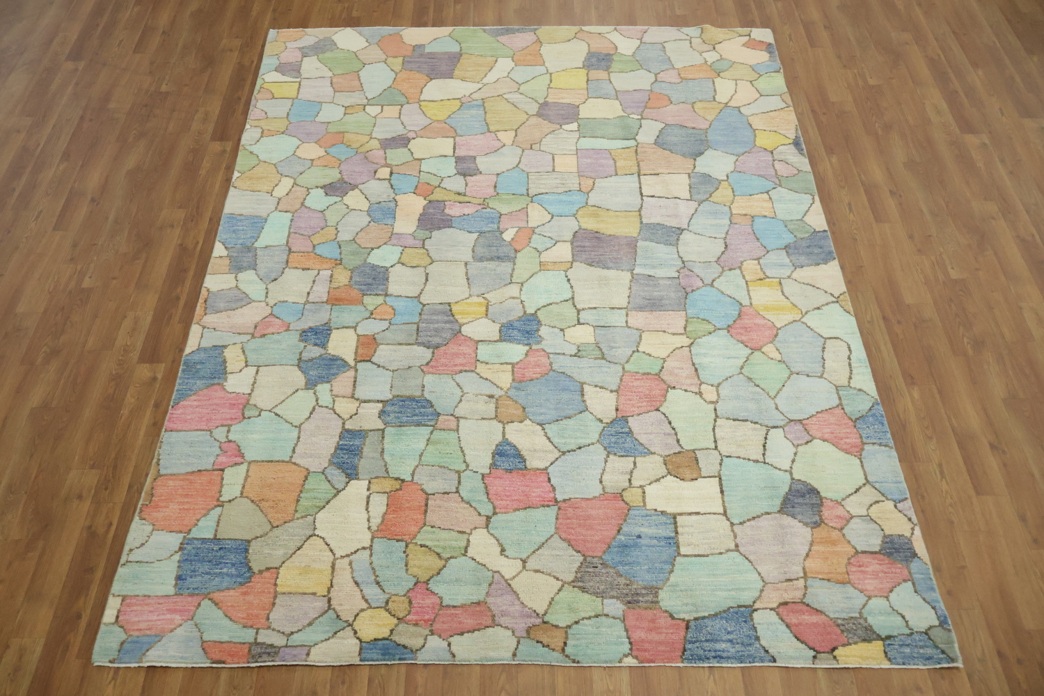Artistic Pebble Design Gabbeh Area Rug with Pastel Shades 6'x8'