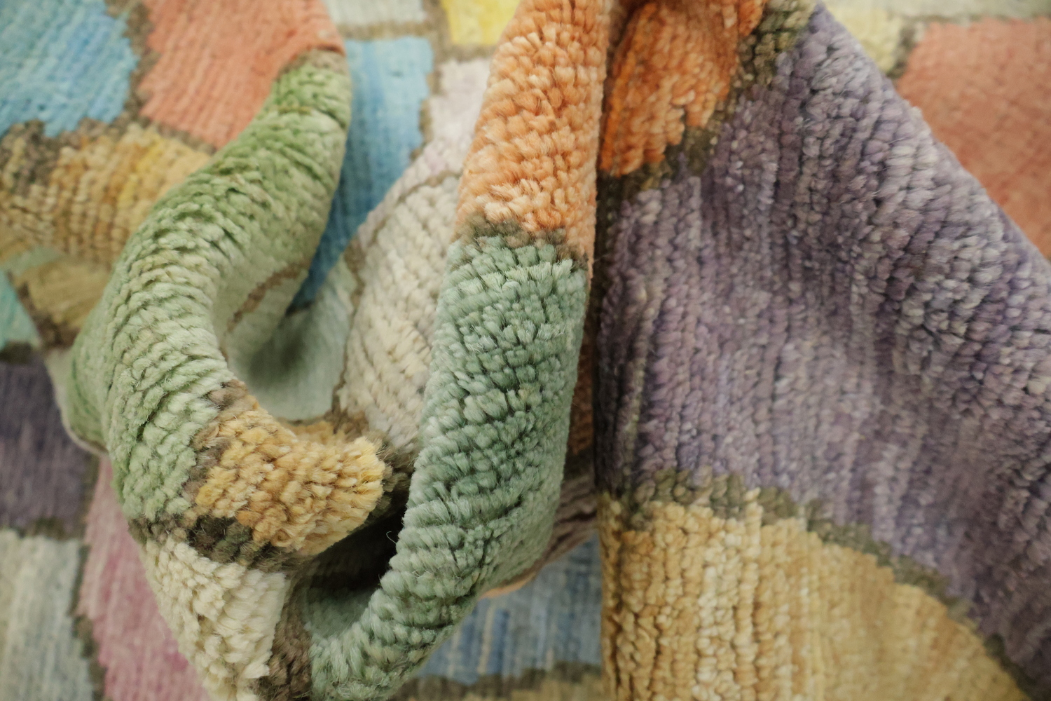 Artistic Pebble Design Gabbeh Area Rug with Pastel Shades 6'x8'