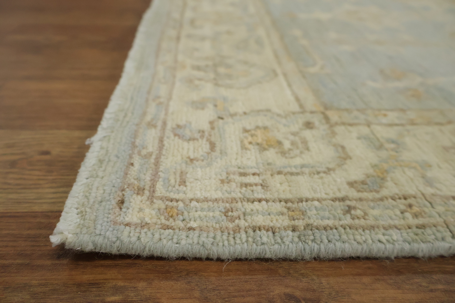 Blue Floral Wool Traditional Oushak Rug 3x6