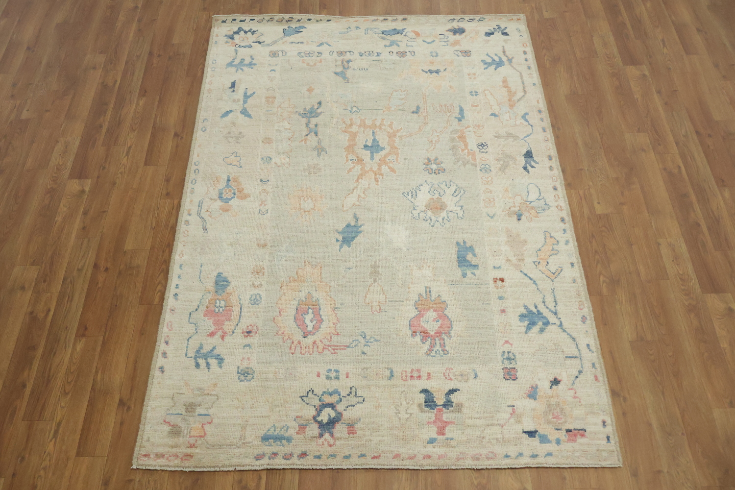 Green Wool Traditional Oushak Rug 4x6