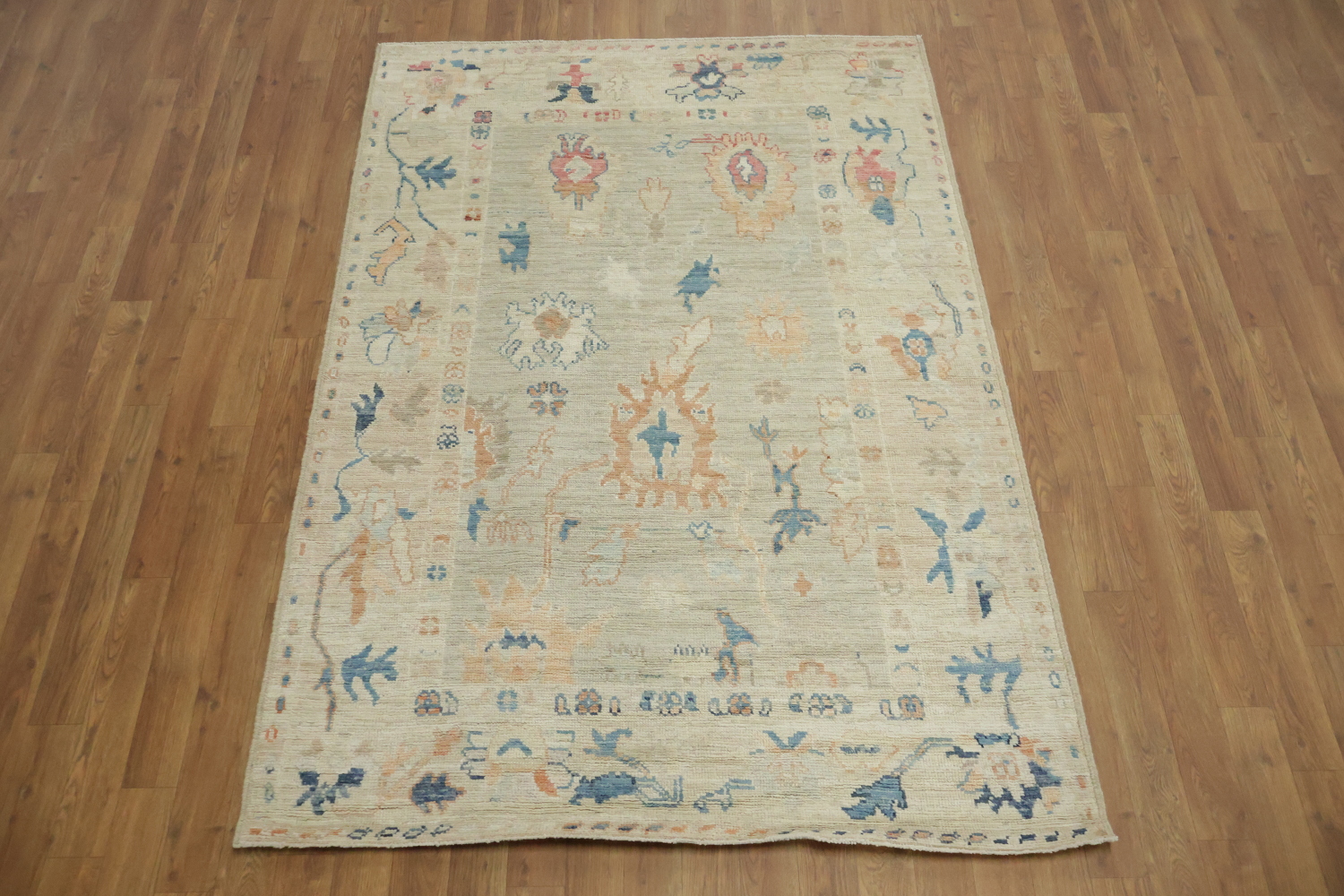 Green Wool Traditional Oushak Rug 4x6