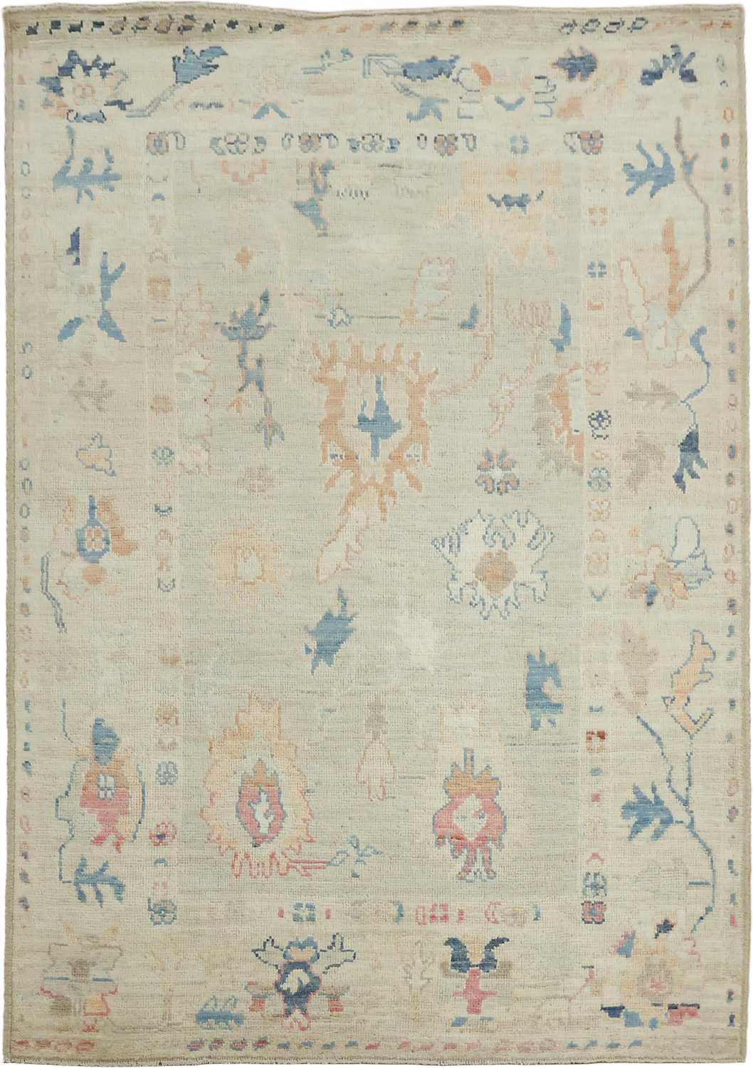 Green Wool Traditional Oushak Rug 4x6